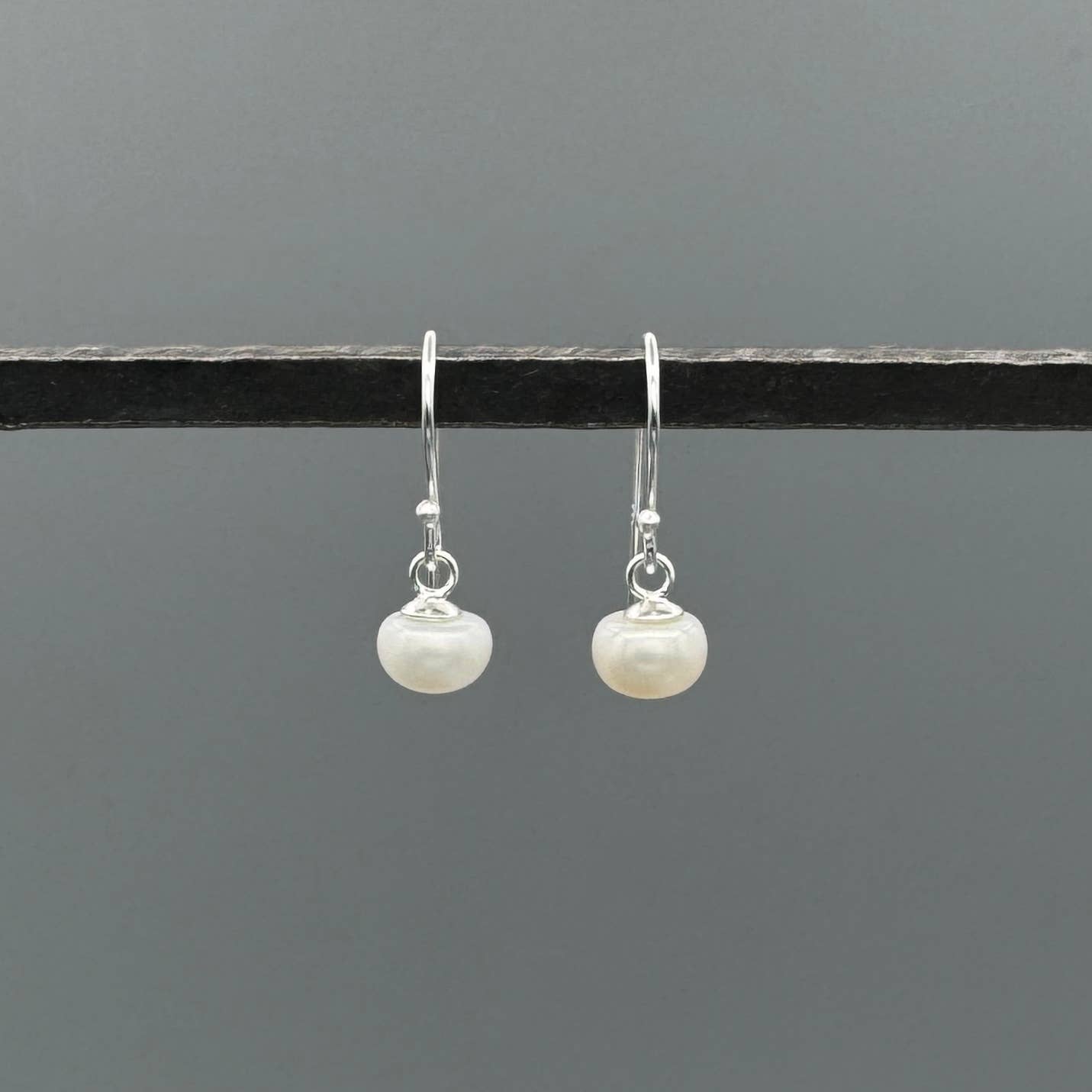 Silver Small Pearl Drop Earrings